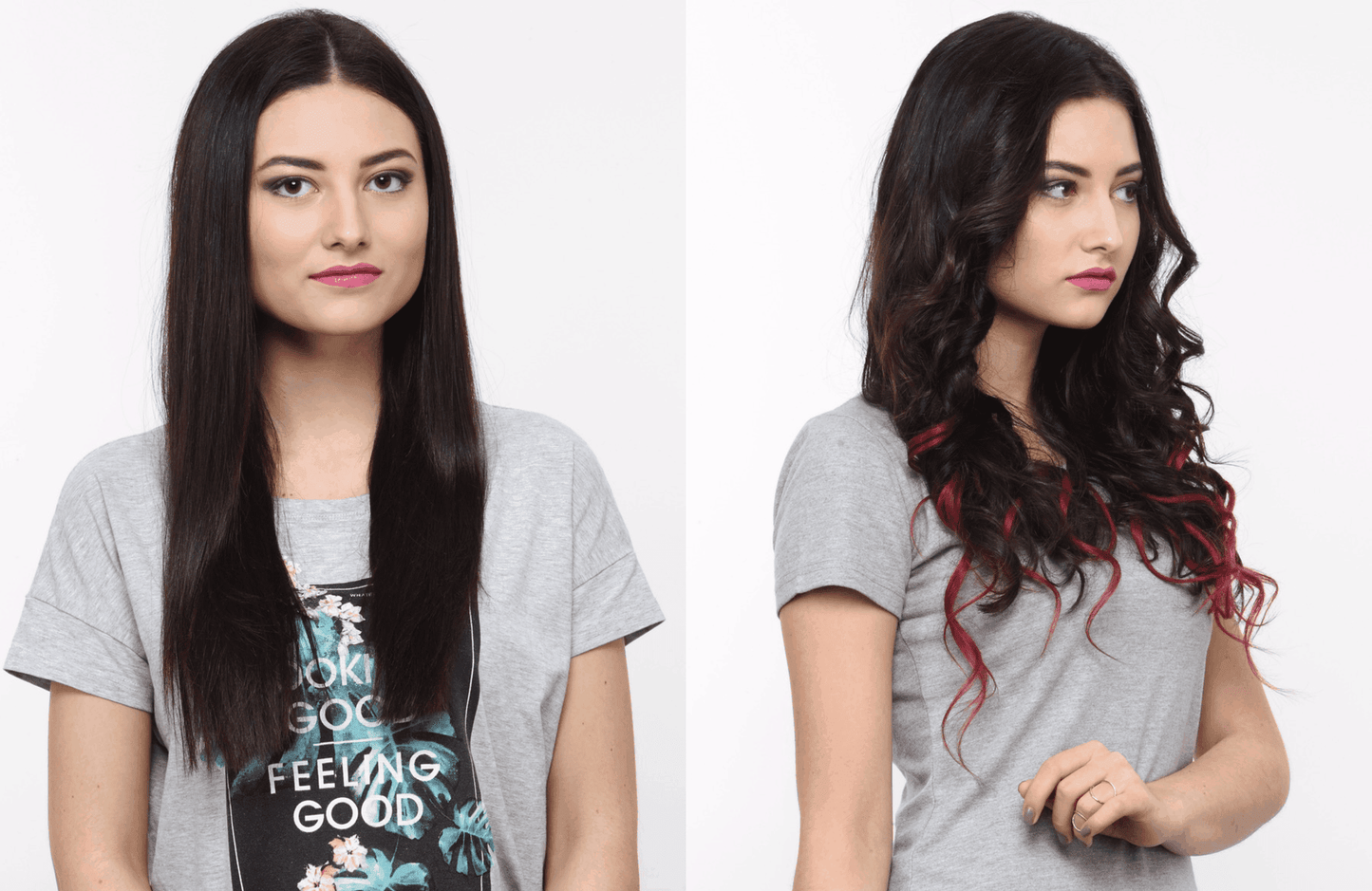 7 Piece Clip-On Ombre Burgundy Hair Extensions