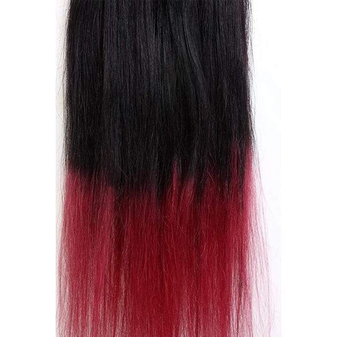 7 Piece Clip-On Ombre Burgundy Hair Extensions