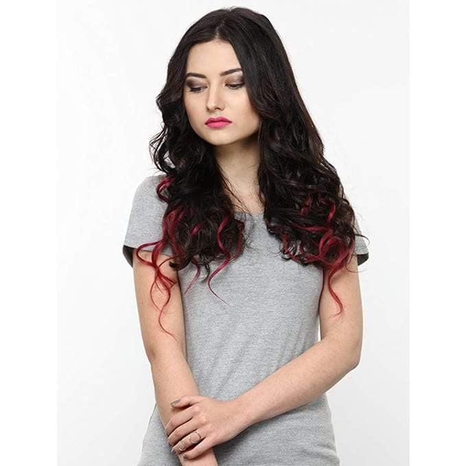 7 Piece Clip-On Ombre Burgundy Hair Extensions