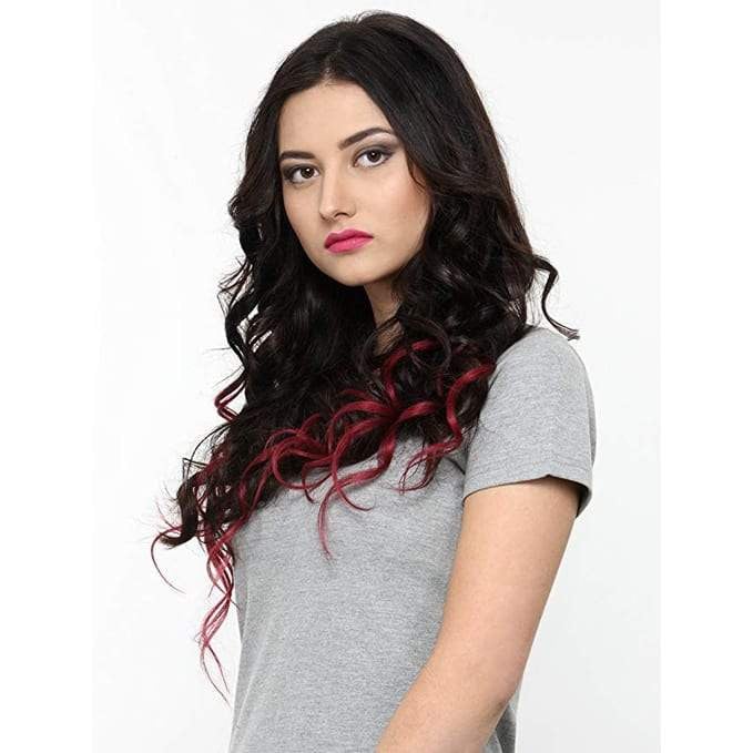 7 Piece Clip-On Ombre Burgundy Hair Extensions